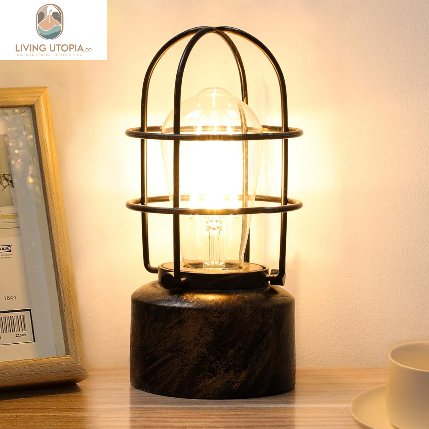 ๐ฆ๐บ๐ฎ๐น๐น ๐ง๐ผ๐๐ฐ๐ต ๐ง๐ฎ๐ฏ๐น๐ฒ ๐๐ฎ๐บ๐ฝ for Small Spaces - 3 Way Dimmable Industrial Bedside Lamp - Steampunk Antique Nightstand Desk for Bedroom, Living Room (Bulb Included)