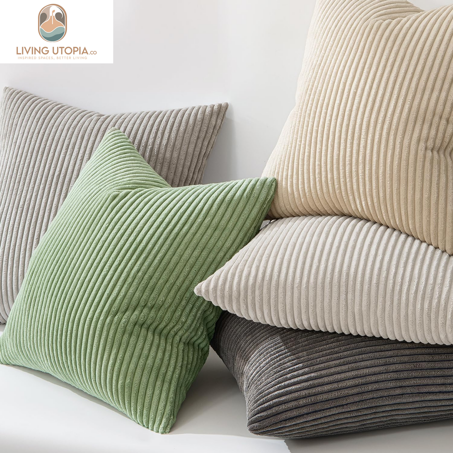 Pack of 2 Sage Green Corduroy Soft Soild Decorative Square Throw Pillow Covers Set Cushion Cases Pillowcases for Spring Sofa Bedroom Couch 18 X 18 Inch