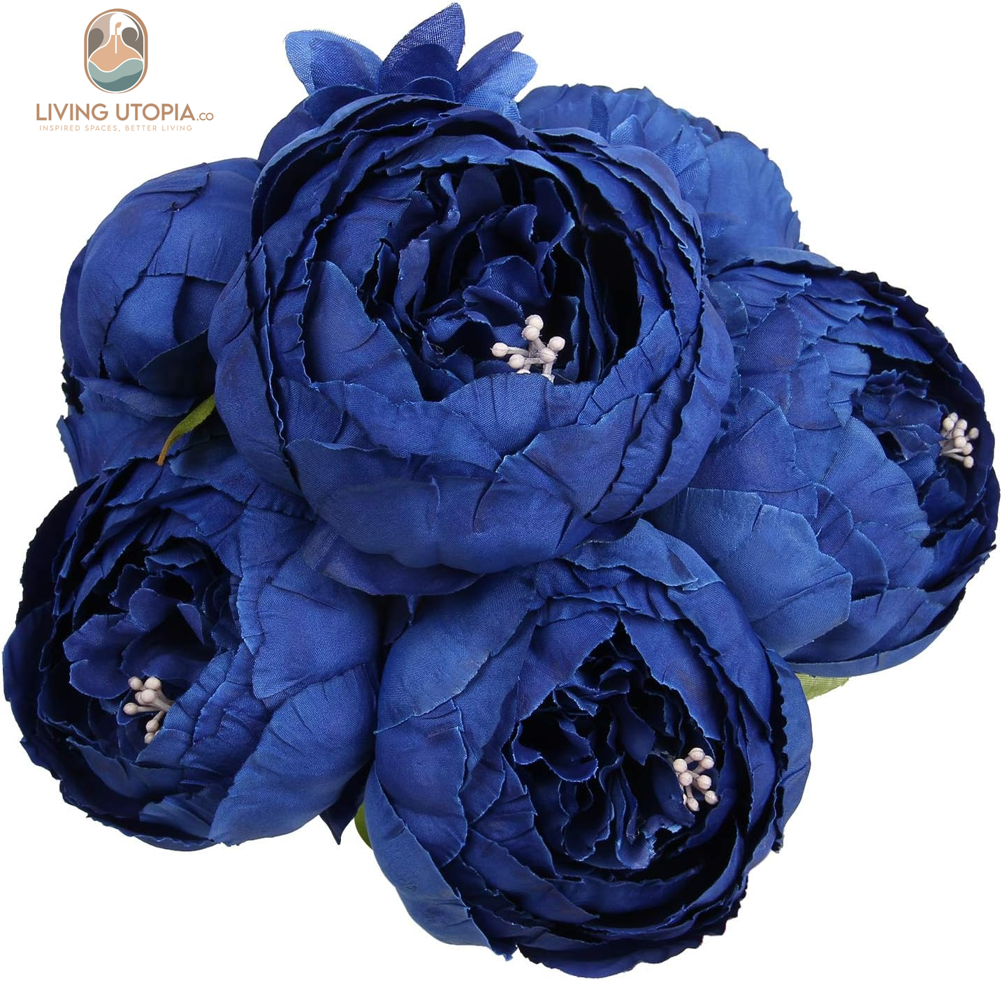 Silk Peony Bouquet Vintage Artificial Peonies Flower for Home Wedding Party Decor (1Pcs, Royal Blue)