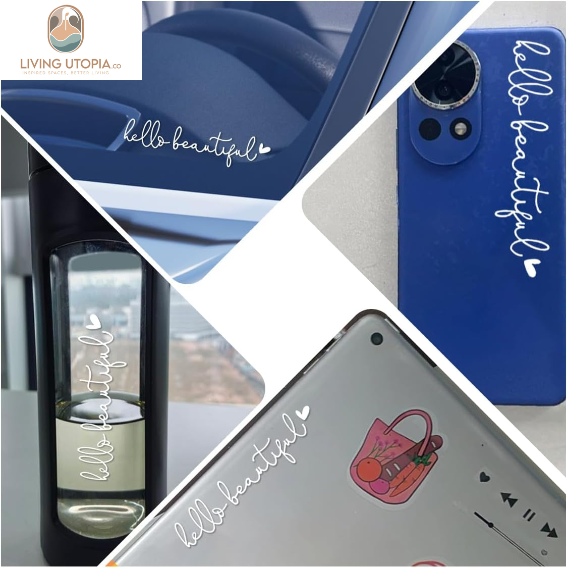 Mirror Stickers for Cars, Hello Beautiful Rearview Mirror Stickers, Car Window Decal Decoration, Dresser Mirror Decals, Car Decoration Accessories, Car Mirror Decals for Women