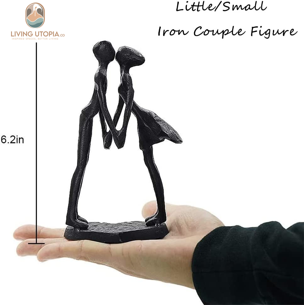 Iron Anniversary Couple Sculpture - Romantic Gifts for Her and Him, 6Th Anniversary, Christmas, Birthday, Wedding, Modern Home Decor of Two Hearts