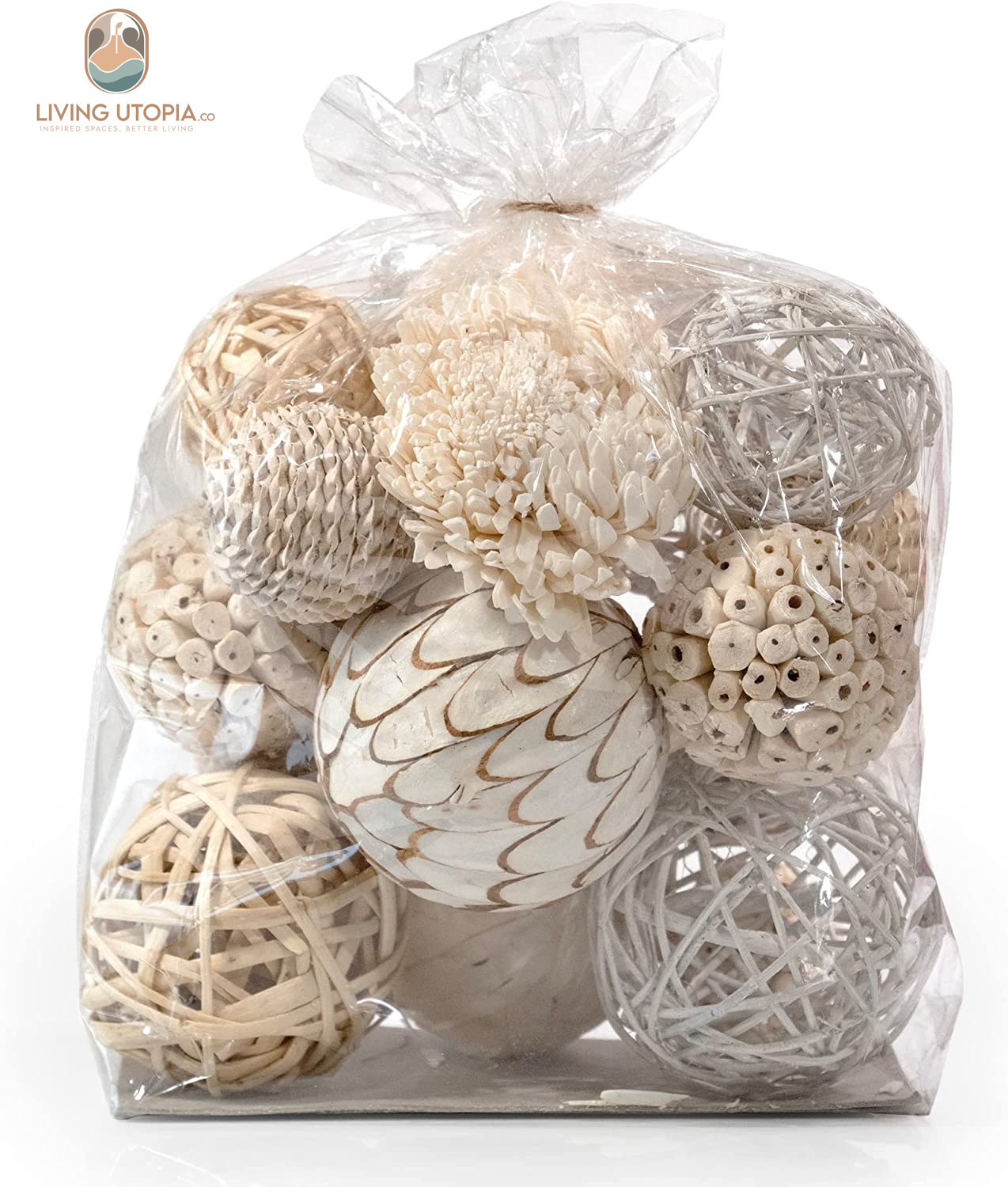 Large Decorative Balls Bowl Filler Decor Orbs White & Cream (Natural White)