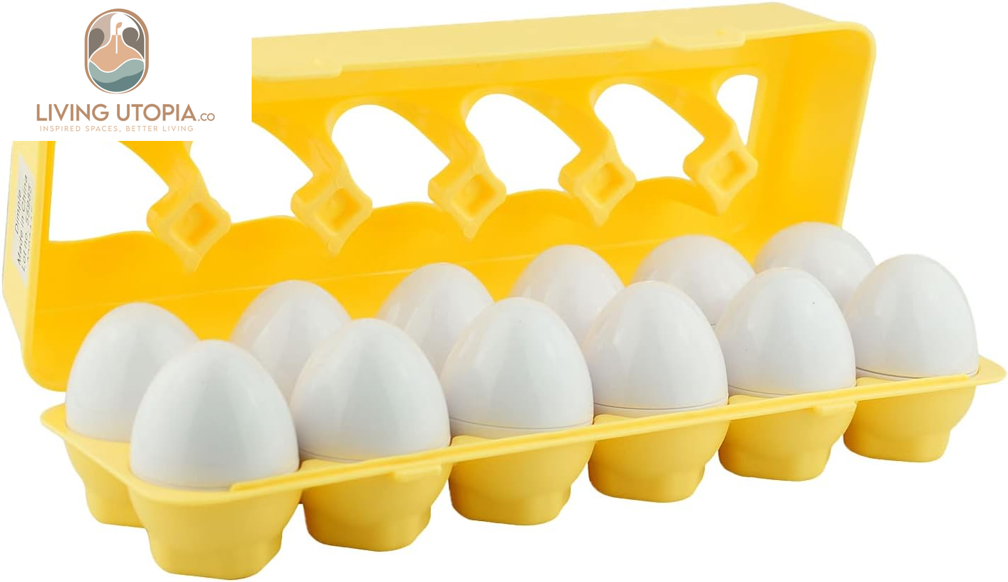 12 Vehicle Car Egg Matching Toy Play Matching Eggs Easter Toy W/Holder - Egg Toys for Toddlers STEM Egg Toys -Colors & Shapes Recognition Gift for Kids -Educational Color Sorting Toy