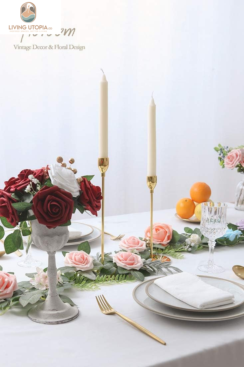 Artificial Flowers 25Pcs Real Looking Blush Foam Fake Roses with Stems for DIY Wedding Bouquets Bridal Shower Centerpieces Party Decorations