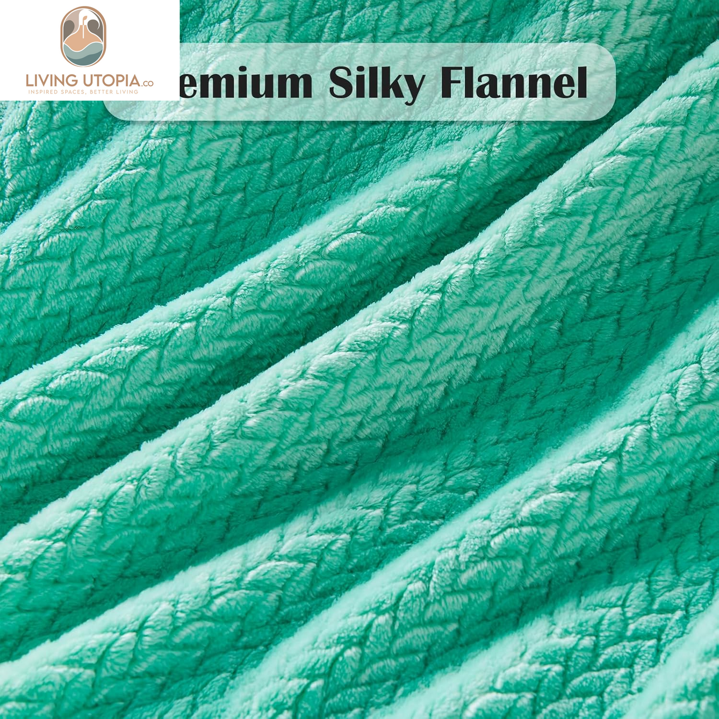 Super Soft Throw Blanket Aqua Premium Silky Flannel Fleece Leaves Pattern Lightweight Bed Blanket All Season Use (Aqua, Throw(40"X50"))