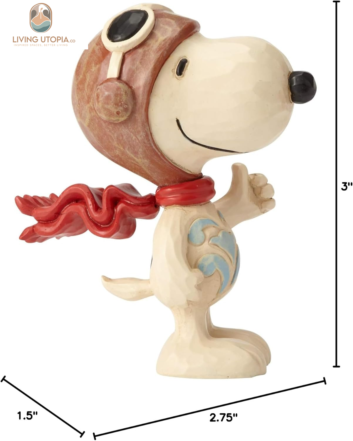Jim Shore Peanuts Snoopy Flying Ace Miniature Figurine, 3 Inch, Multicolor