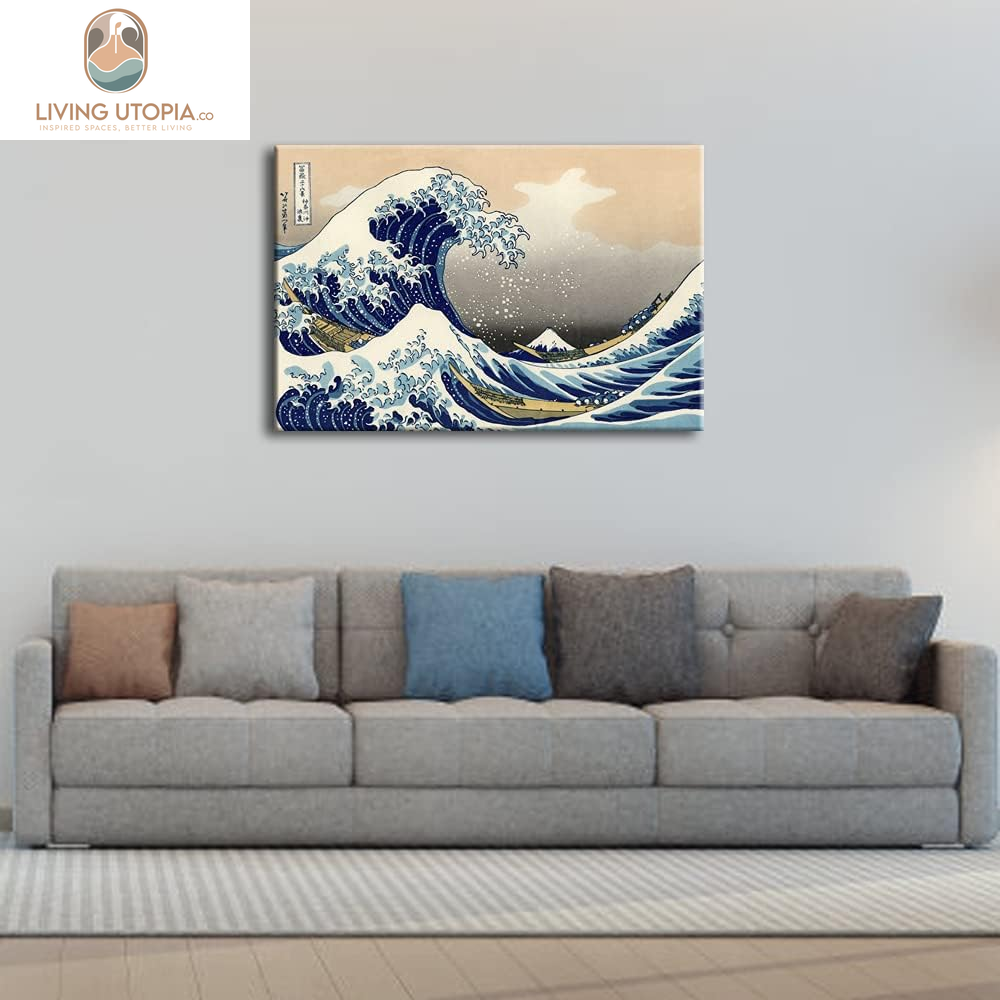 Great Wave of Kanagawa Katsushika Hokusai Giclee Canvas Prints Wall Art Abstract Seascape Pictures Paintings for Living Room Home Decorations Large Modern Stretched and Framed Sea Artwork