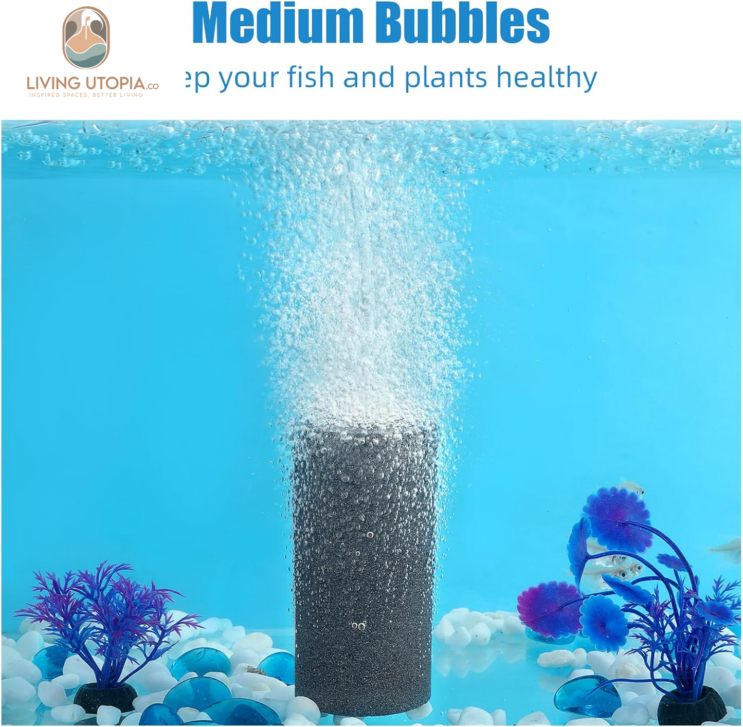 Aquarium Air Stone 4X2 Inch 2 Pack, Large Airstone, Aerator Bubble Diffuser, Air Pump Accessories for Aquariums, Hydroponic, Ponds and Fish Tanks