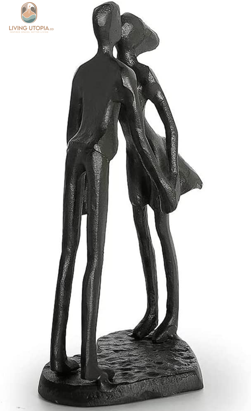 Iron Anniversary Couple Sculpture - Romantic Gifts for Her and Him, 6Th Anniversary, Christmas, Birthday, Wedding, Modern Home Decor of Two Hearts