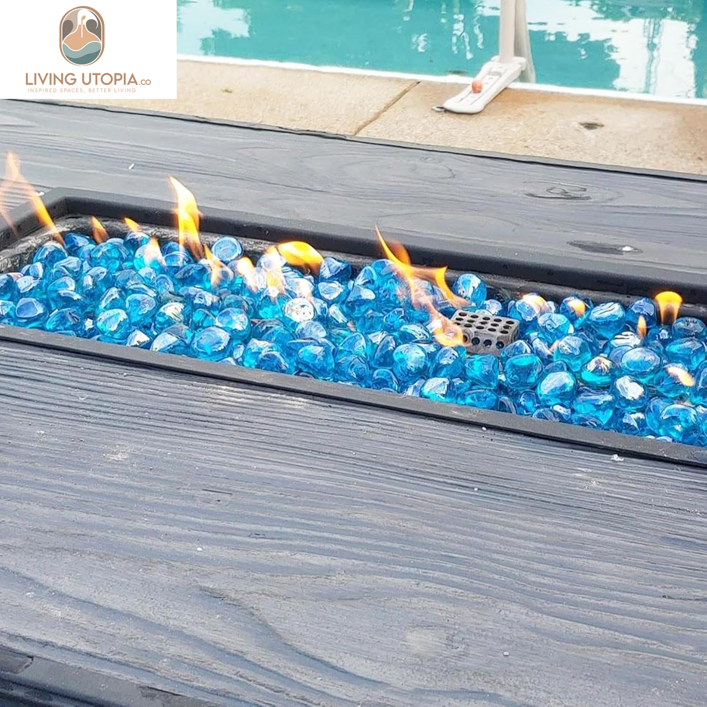Caribbean Blue Reflective Fire Pit Glass – 10 lb