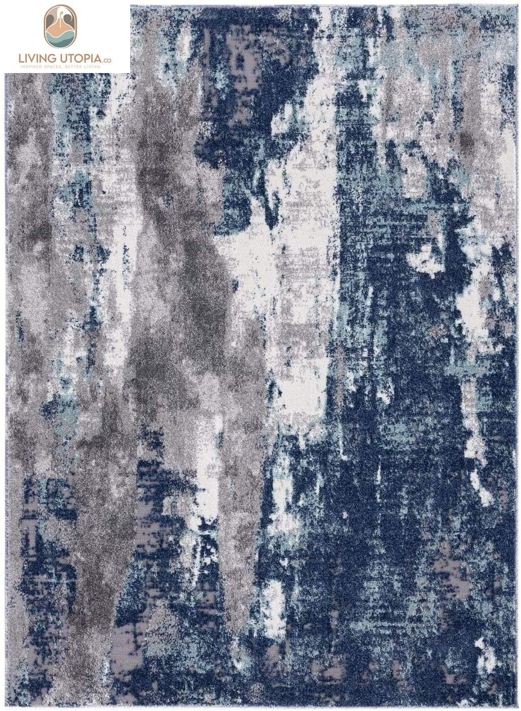 Euston Collection D.Blue-L.Blue 8X10 Modern Abstract Area Rug