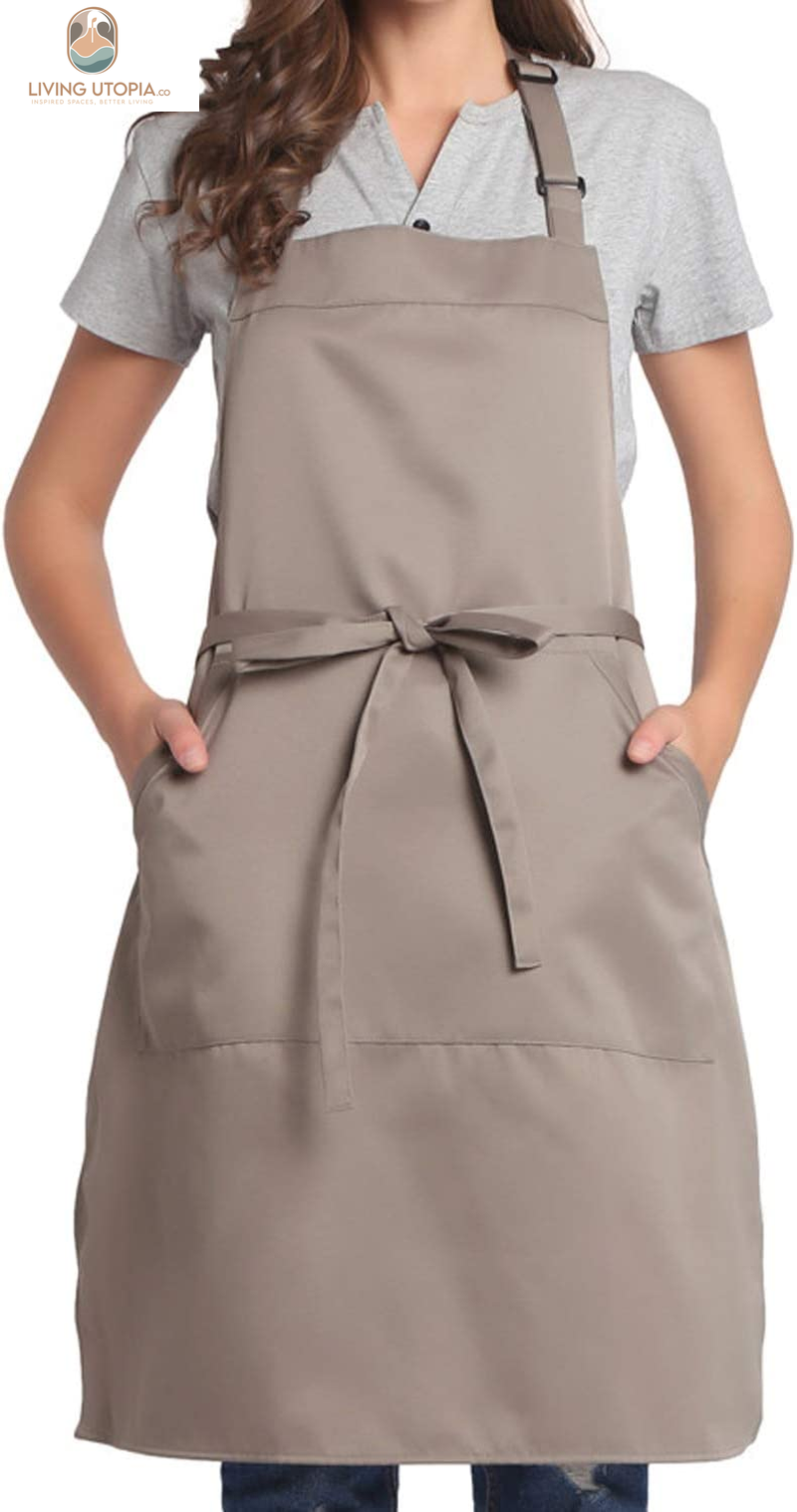 Adjustable Bib Apron with Long Ties for Women Men 18 Colors Chef Kitchen Cooking