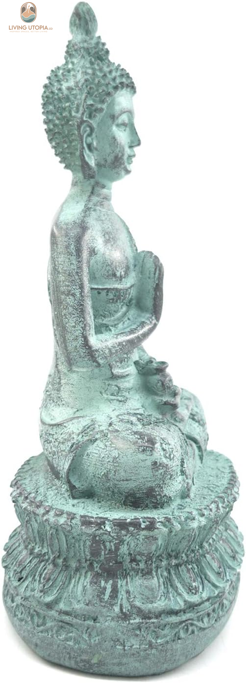 Thai Sitting Buddha Statue for Home Decor Turquoise 6.7"