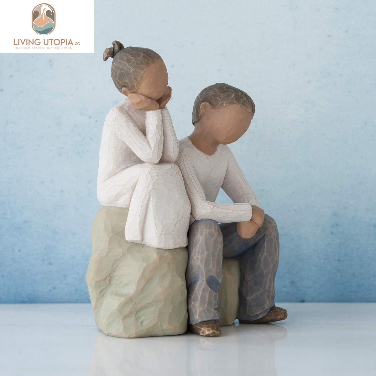 Brother and Sister (Darker Skin Tone & Hair Color), Sculpted Hand-Painted Figure