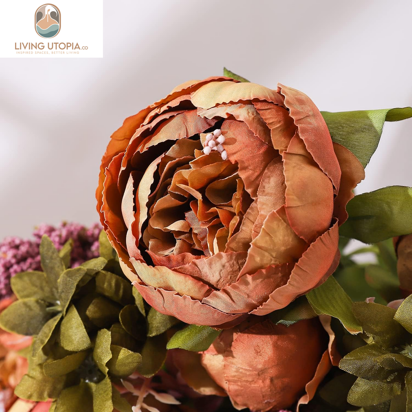 Fake Flowers Vintage Artificial Peony Silk Flowers Wedding Home Decoration,Pack of 1 (Coffee)