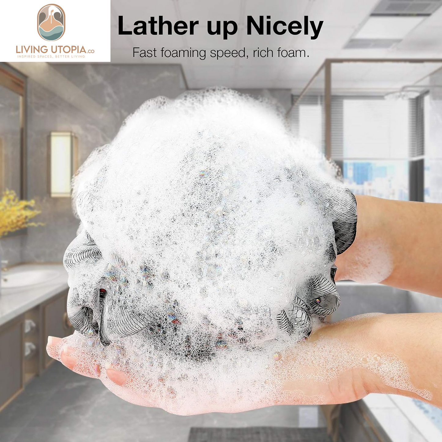 Bath Shower Loofah Sponge 60G Bath Mesh Pouf Shower Ball Body Scrubber Exfoliating Bath Sponge for Women and Men, Set of 4, Black