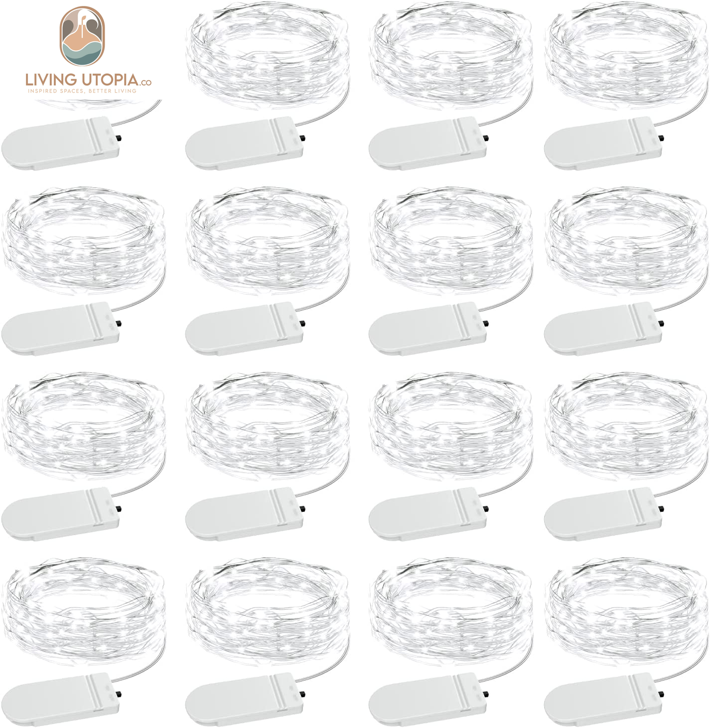 16 Pack Fairy Lights Battery Operated, IP68 Waterproof Mini String Light, 7Ft Small LED Bottle Light for Wedding Vase Centerpieces Table Decorations Christmas Indoor Party Jars Gift Cool White