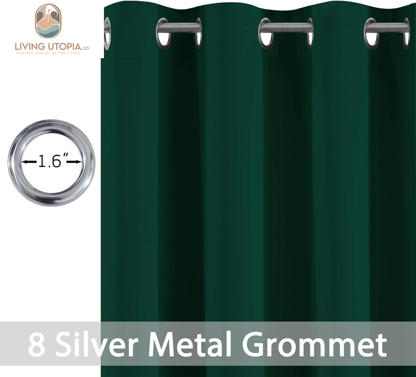 Dark Green Blackout Curtains for Bedroom, Room Darkening Thermal Insulated Grommet Window Curtains, Light Blocking Blackout Drapes for Living Room,52Wx84L Inch,2 Panels