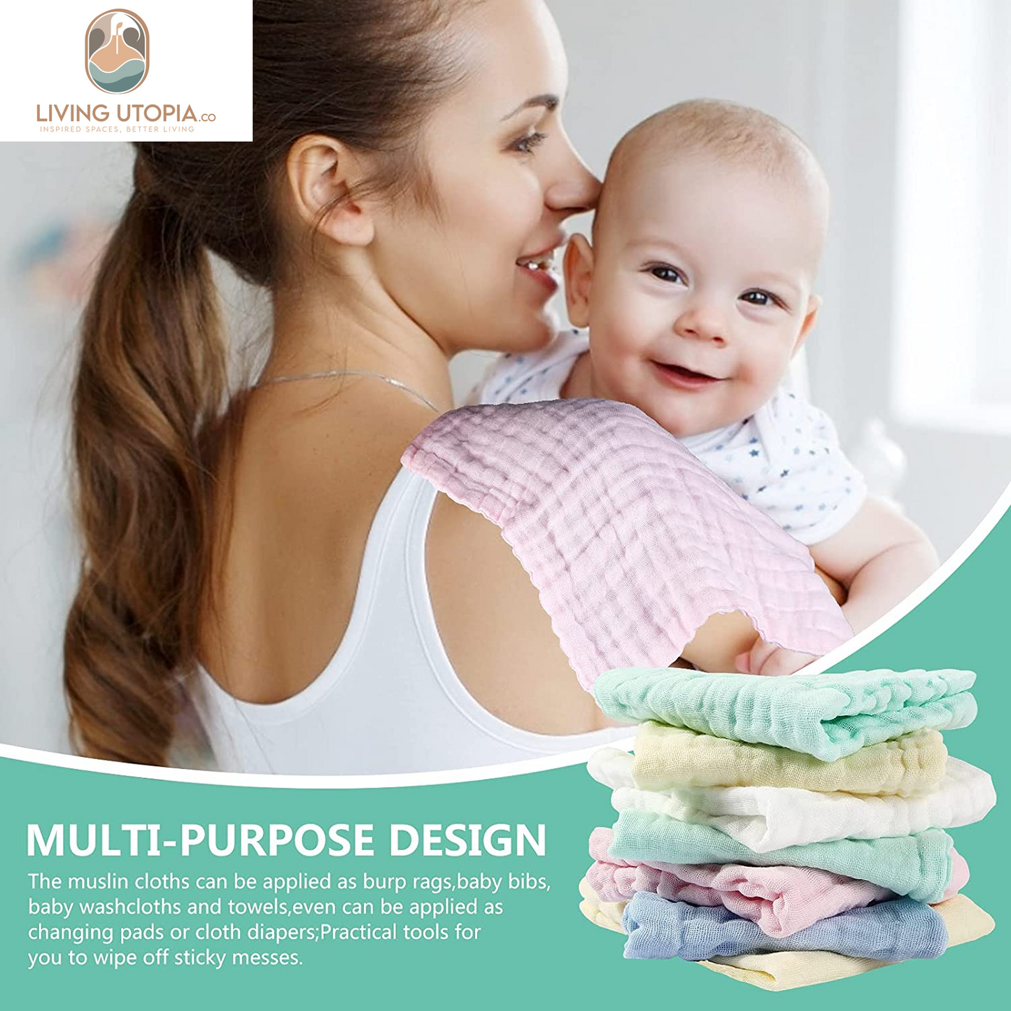 Baby Muslin Washcloths Baby Wipes Soft Newborn Essentials Baby Towels and Washcloths for Face Towel for Sensitive Skin Baby Wash Cloths 10 Pack 10X10 Inches Baby Register Shower Gift