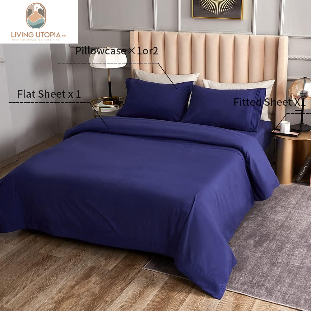 Bed Sheet Set - Brushed Microfiber Bedding - Bedding Sheets & Pillowcases - Deep Pockets - Easy Fit - Breathable & Cooling Sheets - 4 Piece Full Blue Set