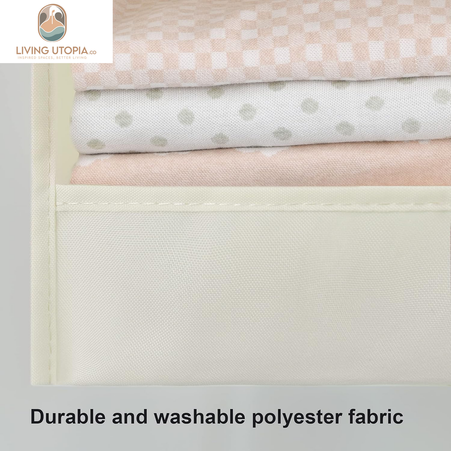 3-Shelf Hanging Organizer, Foldable Hanging Closet Storage, Closet Shelves Organizer for Camper, Beige, 29 ½" H X 12" W X 12" D, 2-Pack