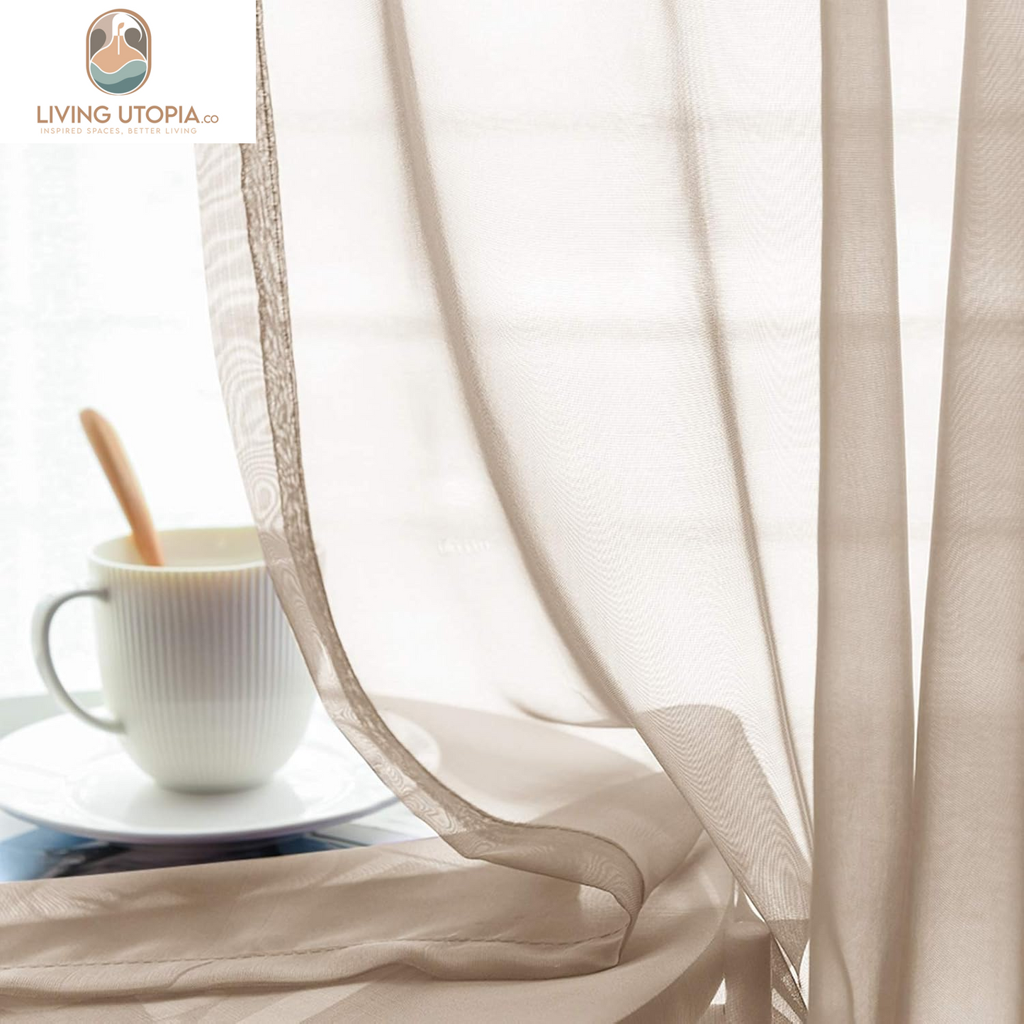 Beige Sheer Curtains Sheers Living Room 84 Inch Length Light Filtering Voile Curtain Panels Bedroom Draperies Rod Pocket Window Treatment Set 2 Panels