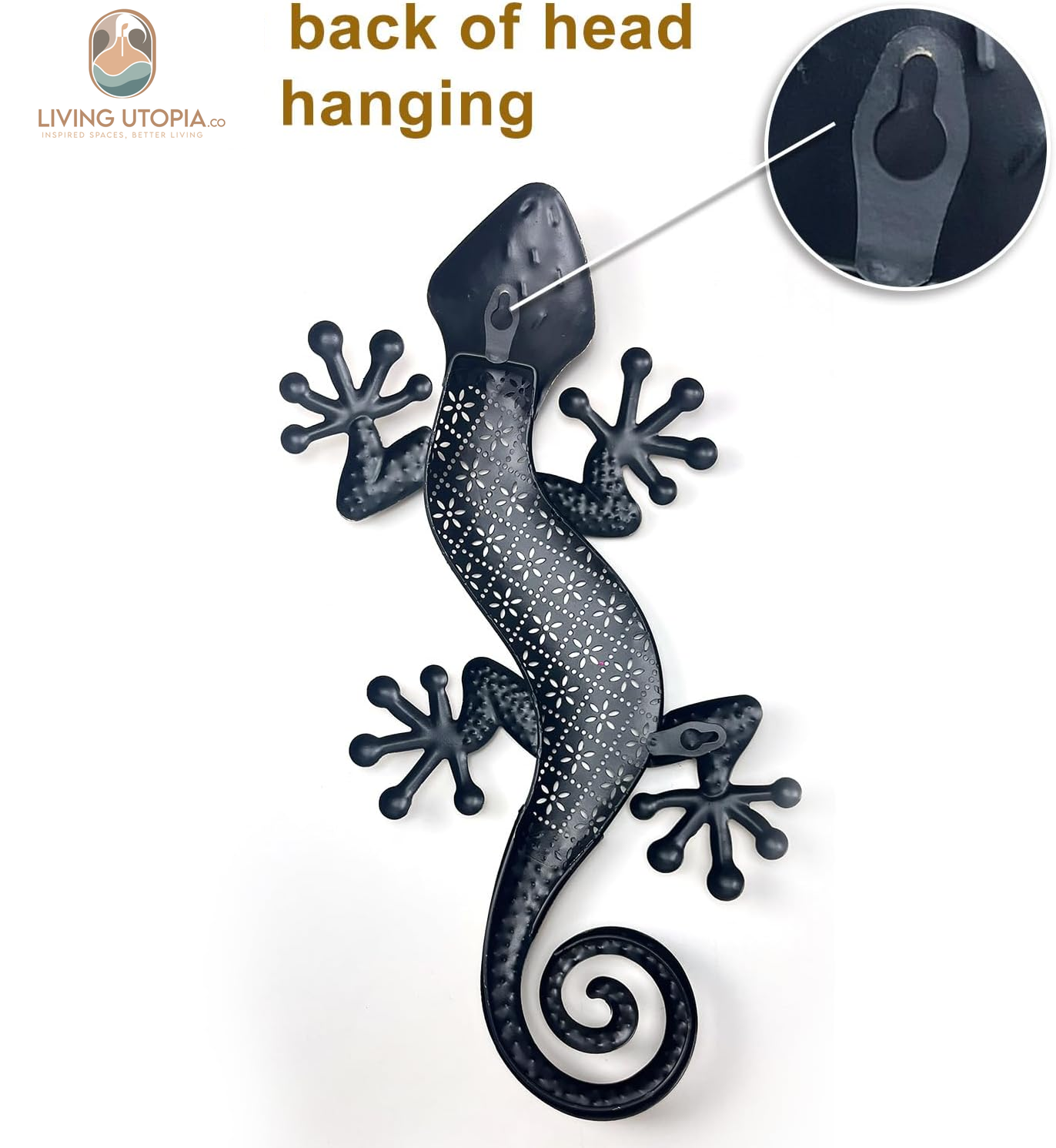 Gecko Metal Wall Art Decor 2 Pack 15 Inch - Indoor & Outdoor Lizard Wall Art Hanging Sculpture for Home and Garden