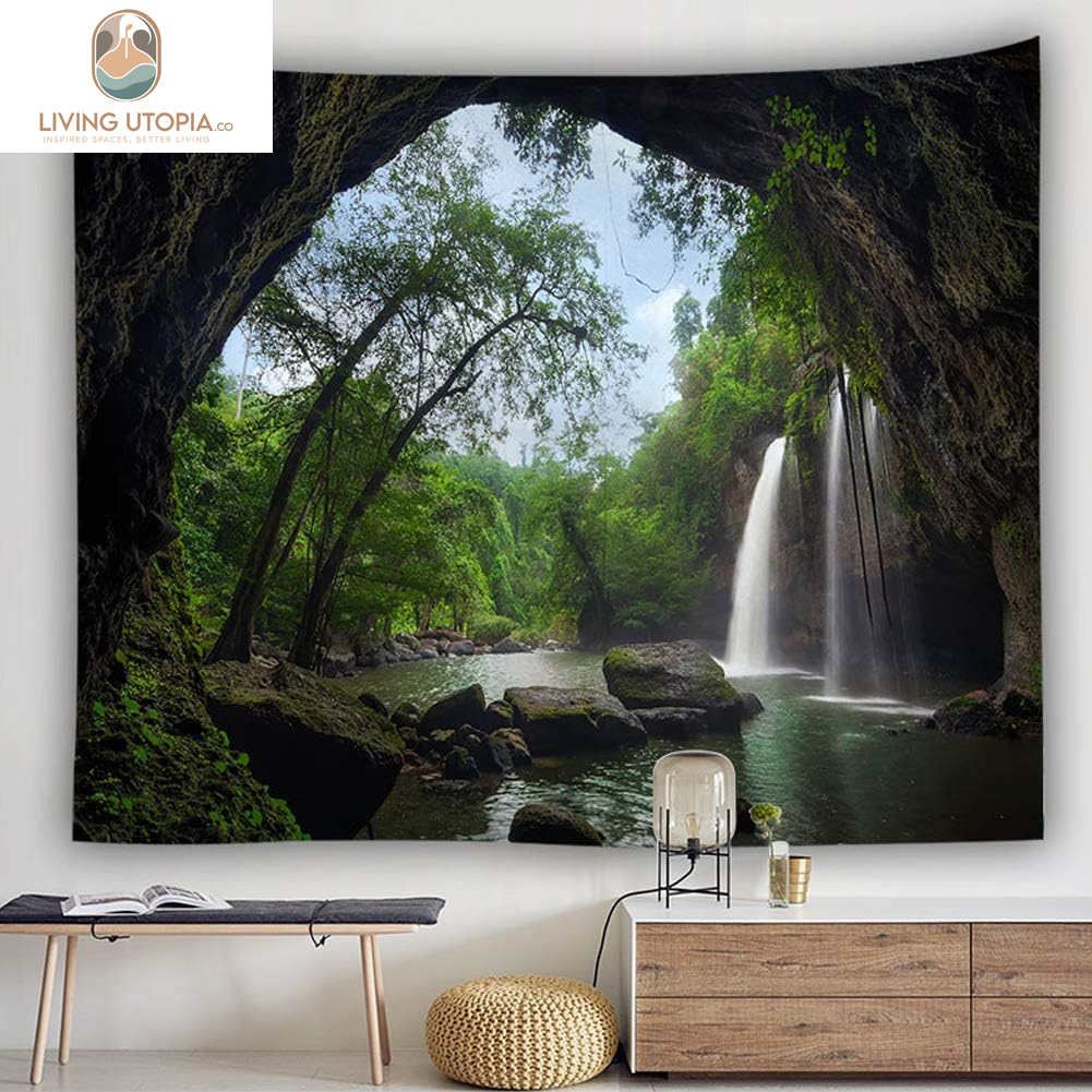 Forest Tapestry Home Decor Landscape Tapestry Living Room Bedroom Decoration Tapestry Magic Tapestry Curtain (Waterfall, 60''L×51''W)