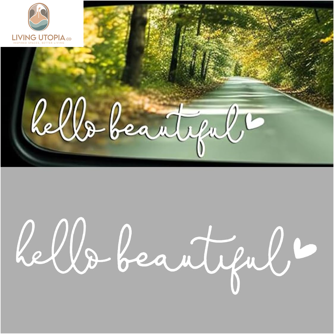 Mirror Stickers for Cars, Hello Beautiful Rearview Mirror Stickers, Car Window Decal Decoration, Dresser Mirror Decals, Car Decoration Accessories, Car Mirror Decals for Women