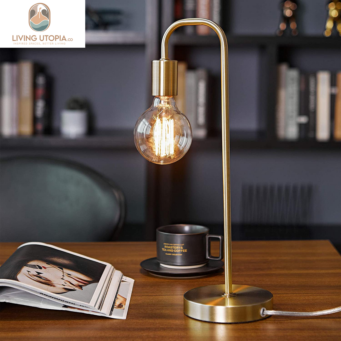 67433 18" Table Lamp, Matte Brass, Table Lamp for Living Room, Home Décor, Lamps for Bedrooms, Room Décor, Nightstand, Home Improvement, Reading Lamp, E26 Base Socket, Home Décor
