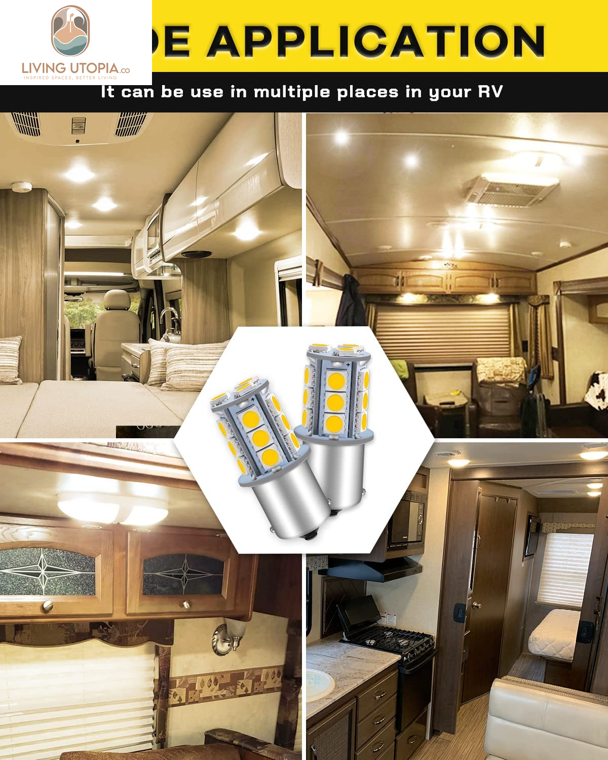 1156 LED Bulb Warm White 1141 LED Bulbs RV Light Bulbs Interior 1073 7506 1003 BA15S Bulb for 12V Camper Travel Trailer Boat Motorhome Interior Lights, Pack of 10