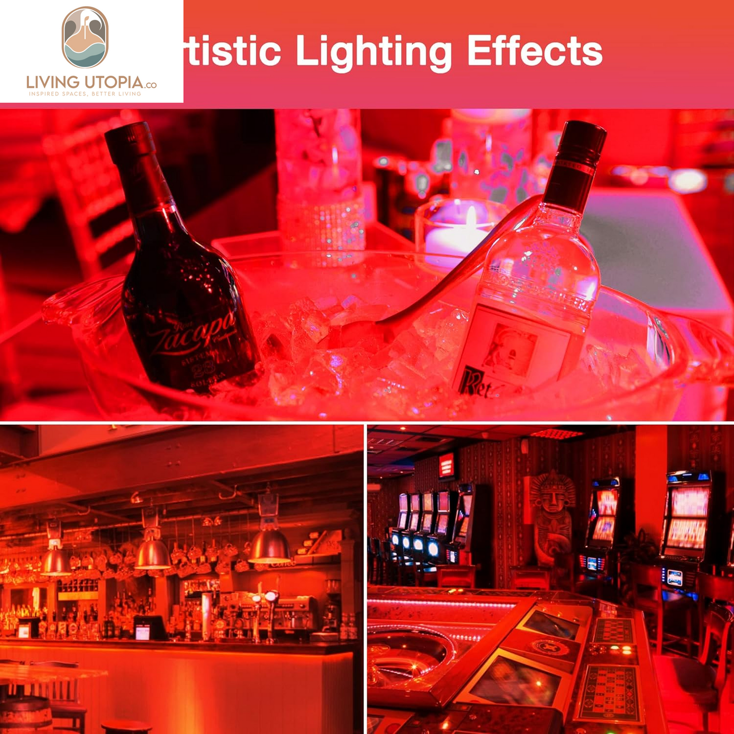 LED Red Light Bulb 60W Equivalent, A19 LED E26 Base Red Color Light Bulbs, 9W Red LED Bulb for Halloween, Christmas Decoration, Party, Bars, Porch Lights, Holiday Mood Lighting, Pack of 2