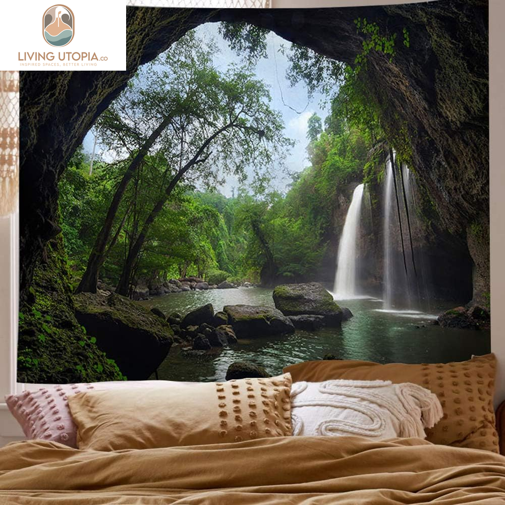 Forest Tapestry Home Decor Landscape Tapestry Living Room Bedroom Decoration Tapestry Magic Tapestry Curtain (Waterfall, 60''L×51''W)