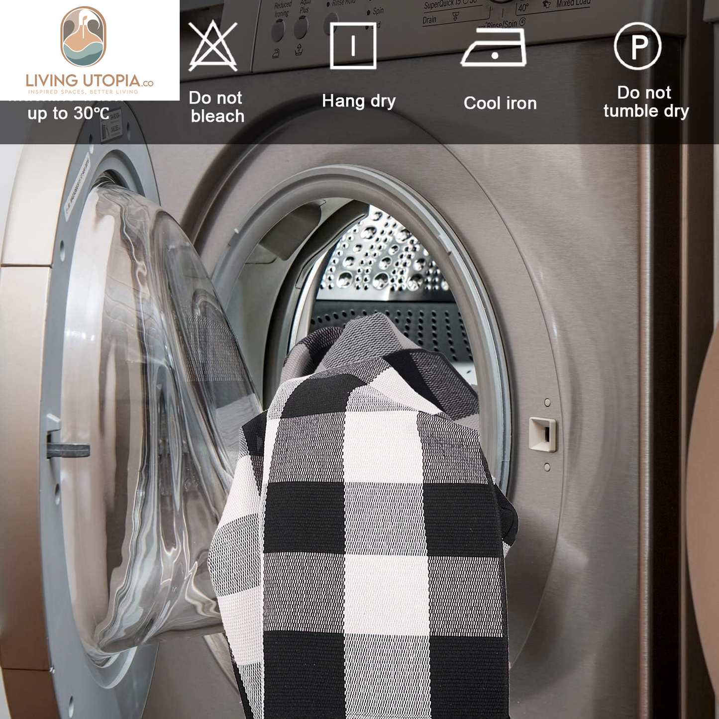 Cotton Buffalo Plaid Rug 2'X3' Black and White Checked Rug Washable Doormats Indoor Outdoor Rugs for Layered Front Door Mats, Porch, Kitchen, Farmhouse, Entryway