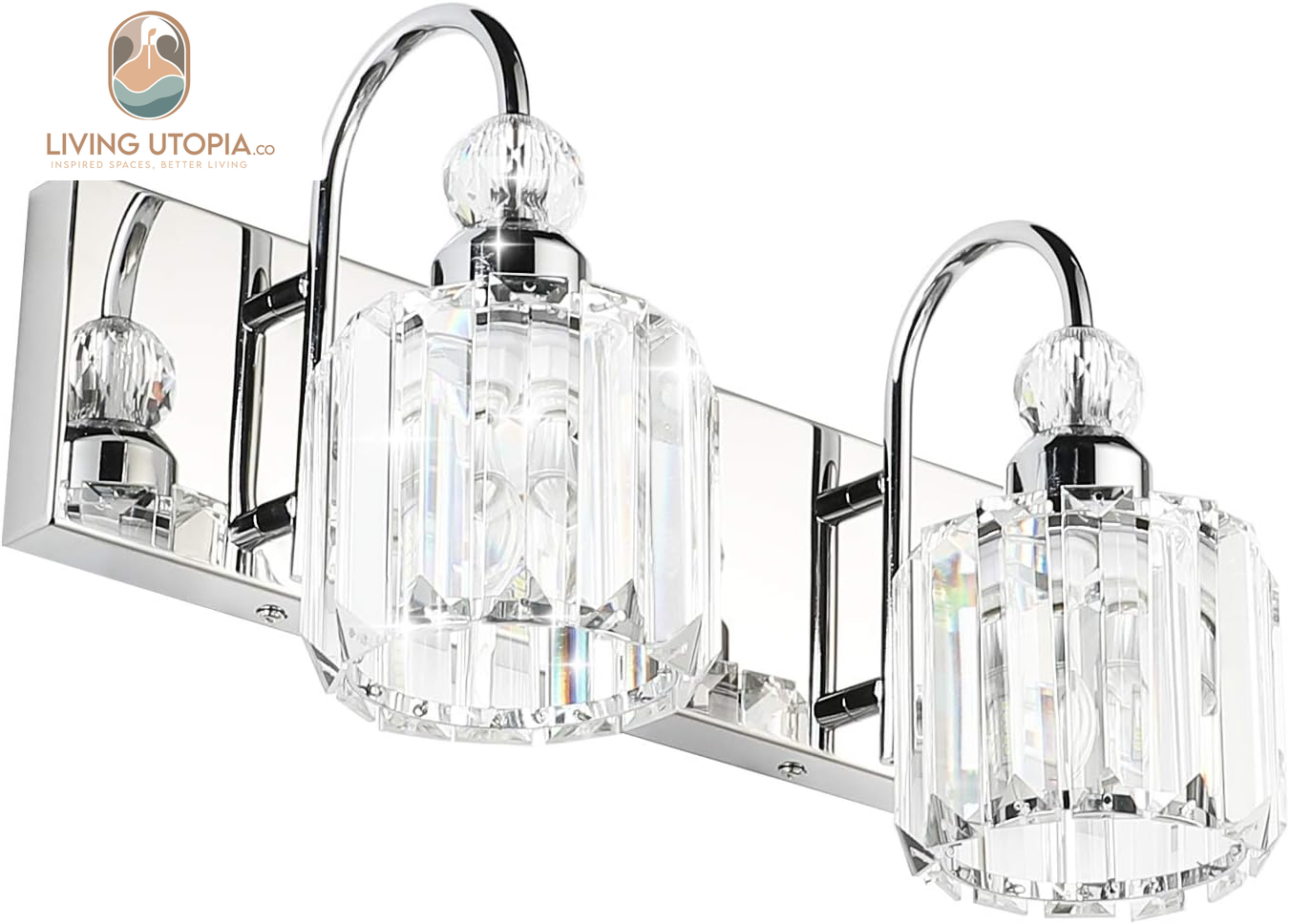 Modern Bathroom Vanity Light 2-Lights Modern Crystal Wall Light Fixtures Modern Crystal Vanity Lighting for Bathroom