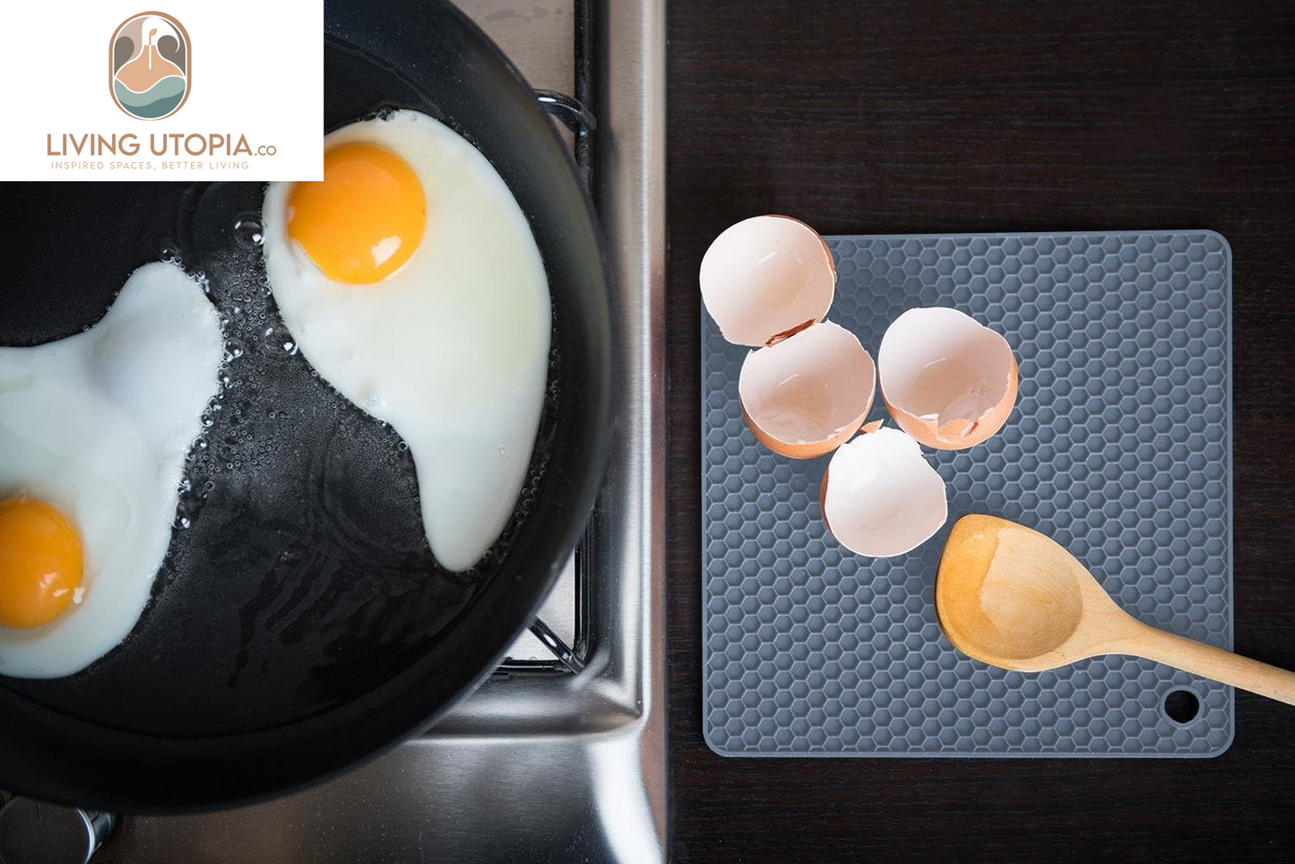 Silicone Trivet for Hot Dishes. Silicone Pot Holders Are Heat Resistant Mats for Countertop up to 440°F, Multipurpose - Non Slip Jar Opener Hot Disher Spoon Rest Food Grade & BPA Free (Gray)