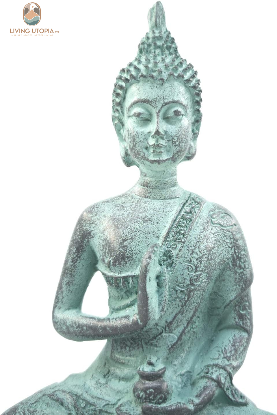 Thai Sitting Buddha Statue for Home Decor Turquoise 6.7"