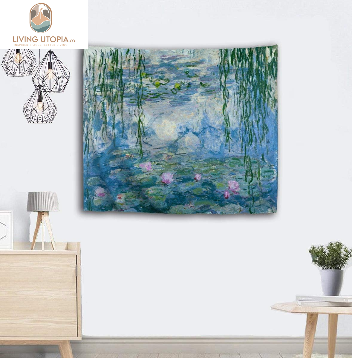 Large Tapestry Monet Wall Tapestry Water Lilies Oil Paintings Flowers Tapestry Wall Hanging Art Home Decor for Living Room Bedroom Bathroom Kitchen Dorm 90 X 60 Inches