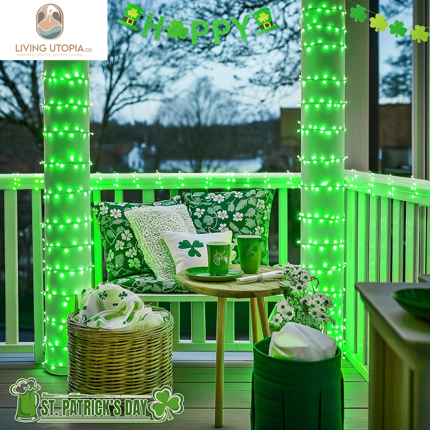 Connectable 100 LED Green Lights for St Patricks Day Decor, 8 Modes Plug-In Green String Lights Indoor, 33Ft Clear Wire Green Christmas Lights Outdoor for Christmas Tree Xmas Decor