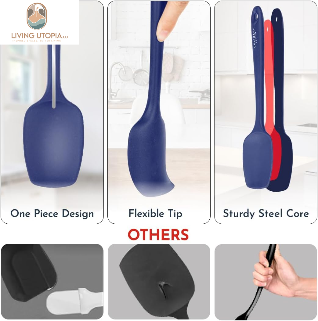 4-Piece Blue Silicone Baking Spatula Set - Rubber Spatulas Silicone Heat Resistant up to 428°F, Bpa-Free - Silicone Spatula Set for Nonstick Cookware - Silicone Baking Utensils