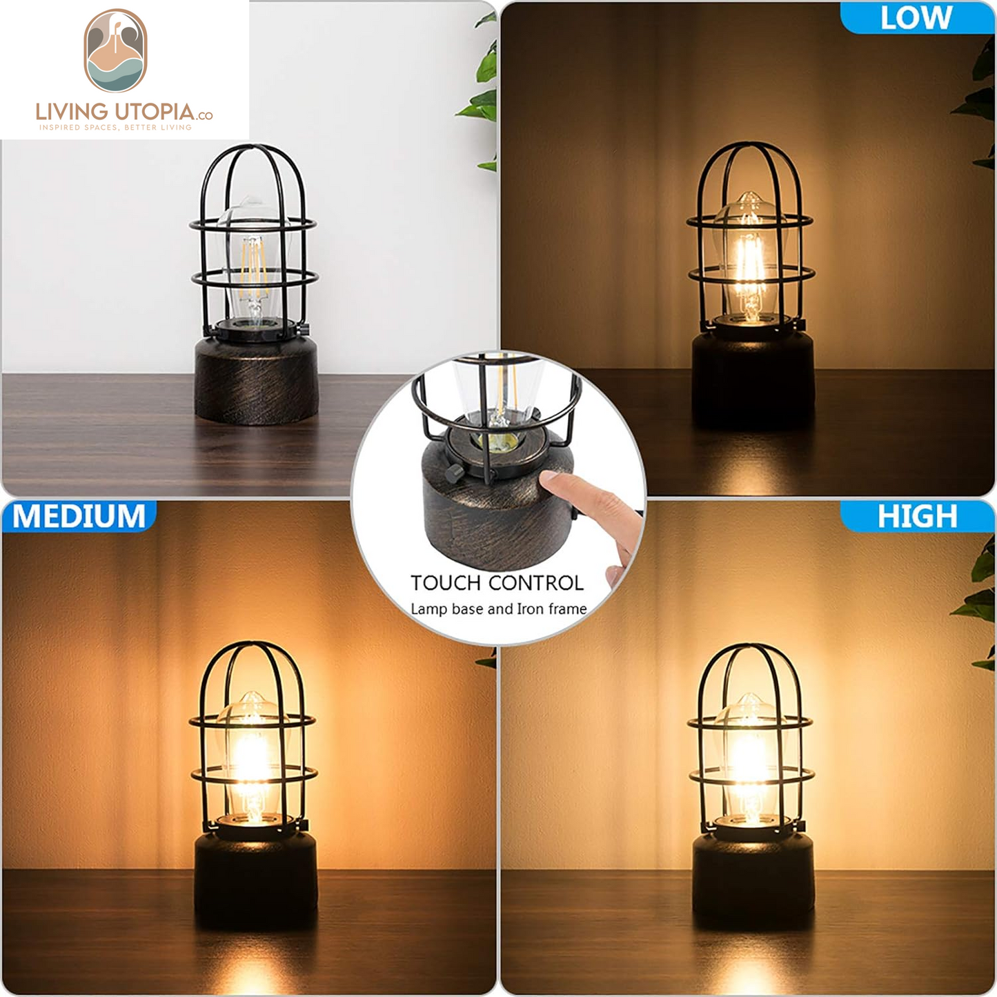 ๐ฆ๐บ๐ฎ๐น๐น ๐ง๐ผ๐๐ฐ๐ต ๐ง๐ฎ๐ฏ๐น๐ฒ ๐๐ฎ๐บ๐ฝ for Small Spaces - 3 Way Dimmable Industrial Bedside Lamp - Steampunk Antique Nightstand Desk for Bedroom, Living Room (Bulb Included)