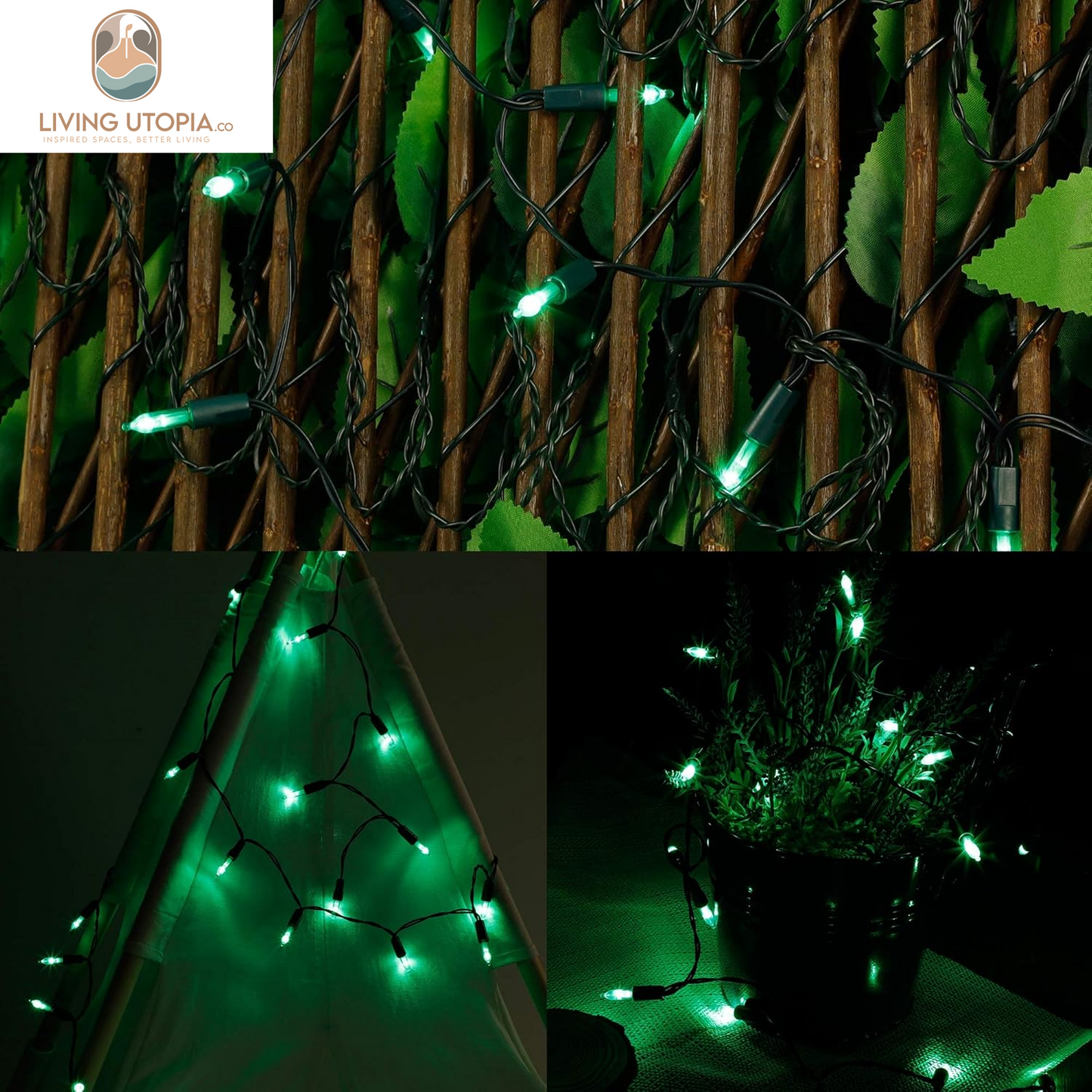 Green Battery Operated String Lights, St. Patrick'S Day Decoration, 16Ft Waterproof Tree Lights with 8 Lighting Modes, Outdoor Patio Garden Party Wedding Christmas