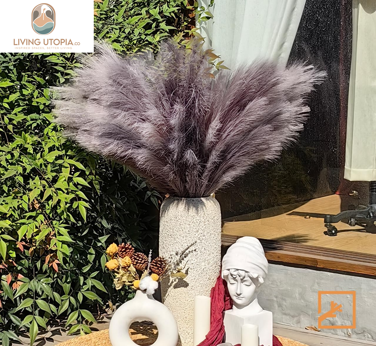 7-Pcs 38"/3.1FT Faux Pampas Grass Large Tall Fluffy Artificial Fake Flower Boho Decor Bulrush Reed Grass for Vase Filler Farmhouse Home Wedding Decor (Grey)