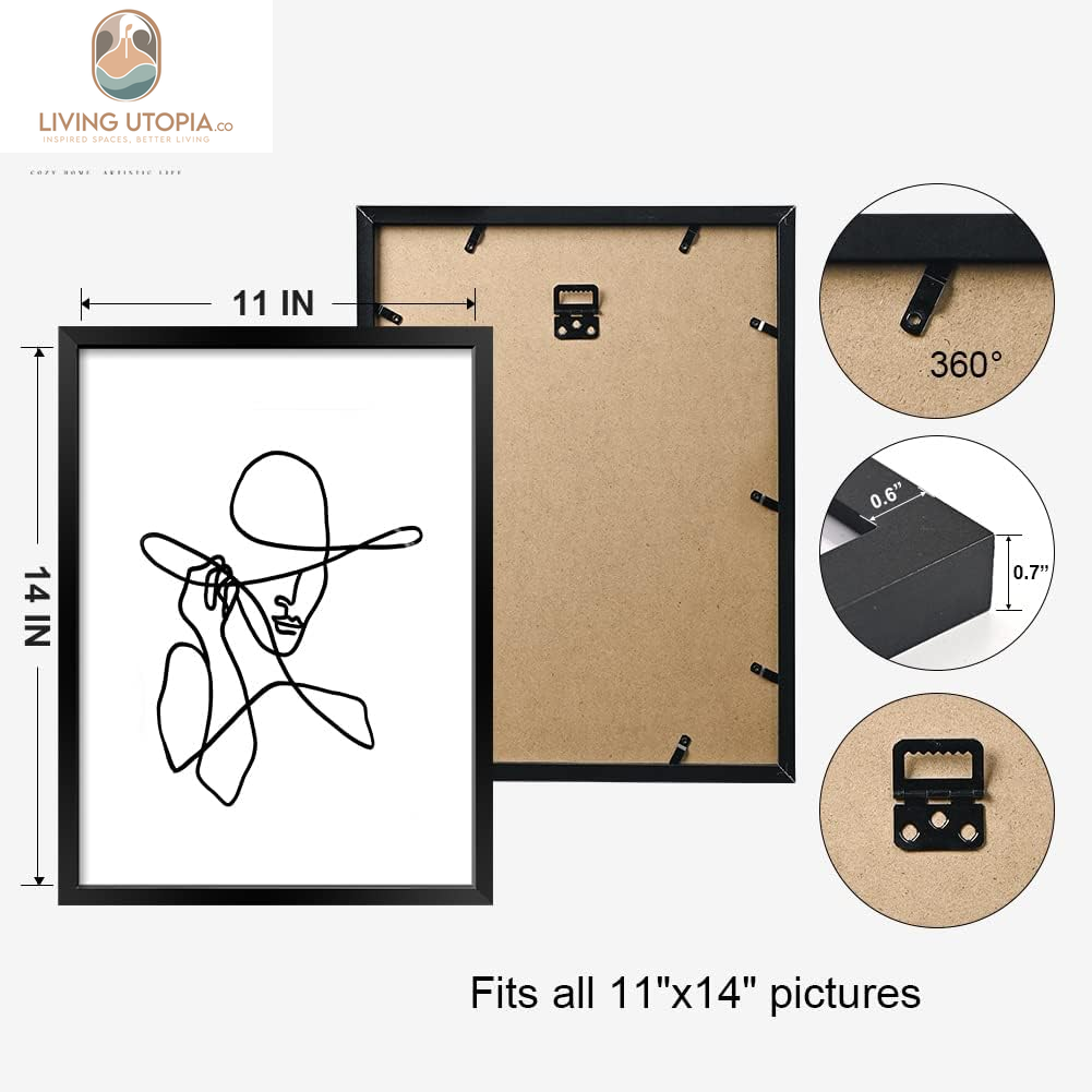11X14 Inch Black Framed Wall Art Set of 3 Minimalist Line Wall Art Frames for Home Decoration