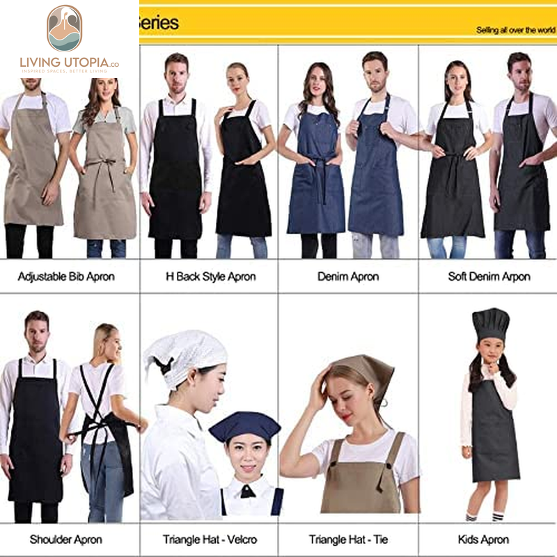 Adjustable Bib Apron with Long Ties for Women Men 18 Colors Chef Kitchen Cooking