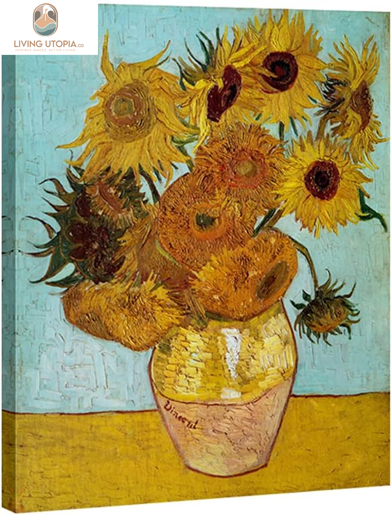 Sunflower Large Canvas Prints Wall Art by Vincent Van Gogh Oil Paintings Reproduction Modern Stretched and Framed Floral Giclee Flowers Pictures Artwork for Bedroom Home Office Decor