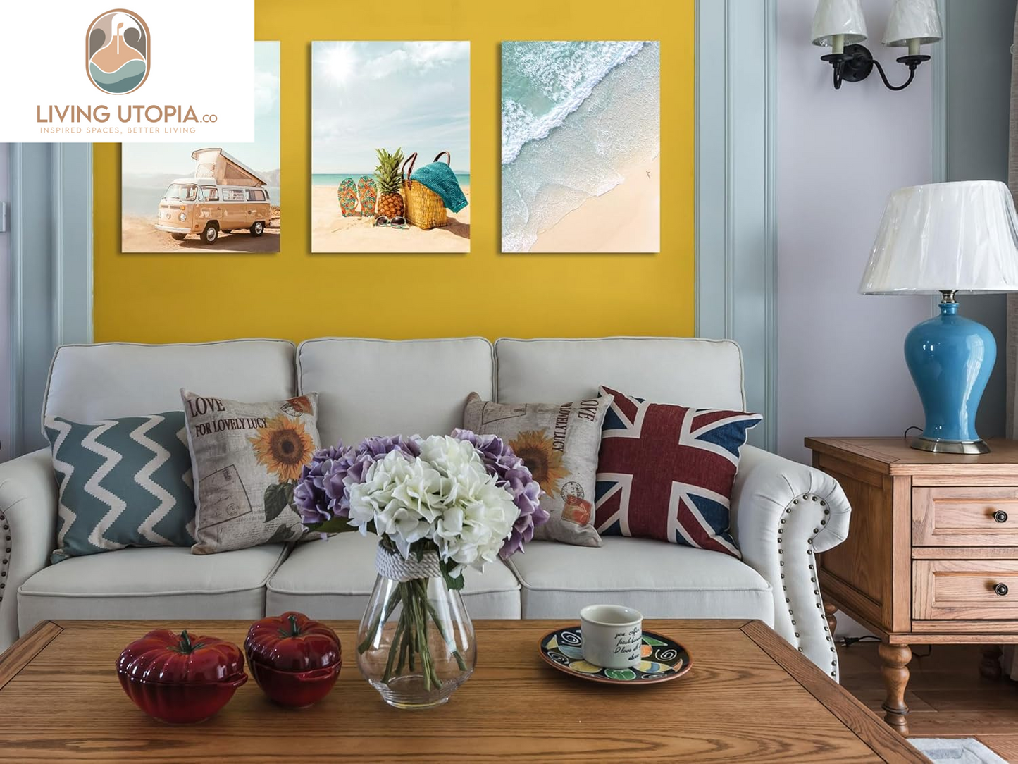 Beach Wall Art Canvas Coastal Sea Pictures Bathroom Decor, Modern Turquoise Ocean Landscape Painting Framed Artwork for Bedroom Living Room Dinning Room Home Office Wall Decor, 12"X16"X3 Panels