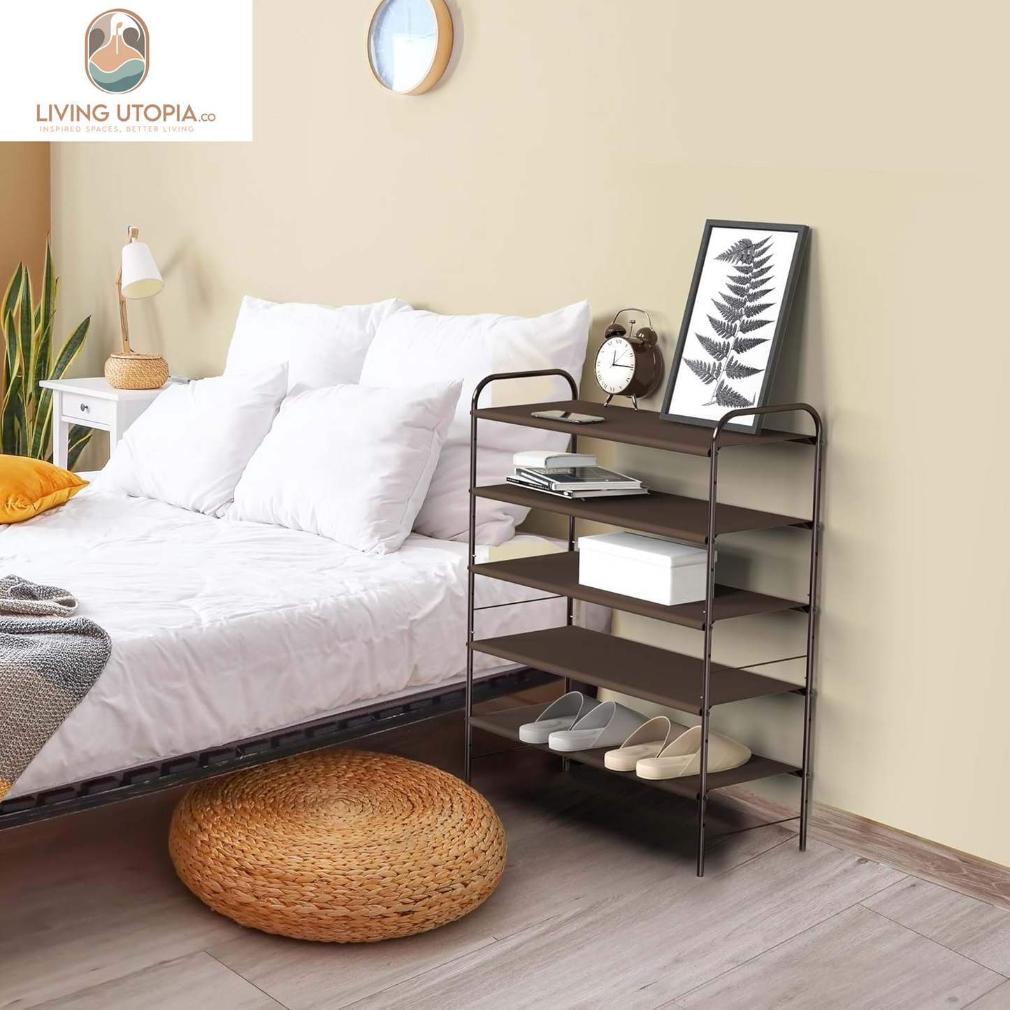 5-Tier Shoe Rack Storage Organizer, Bronze