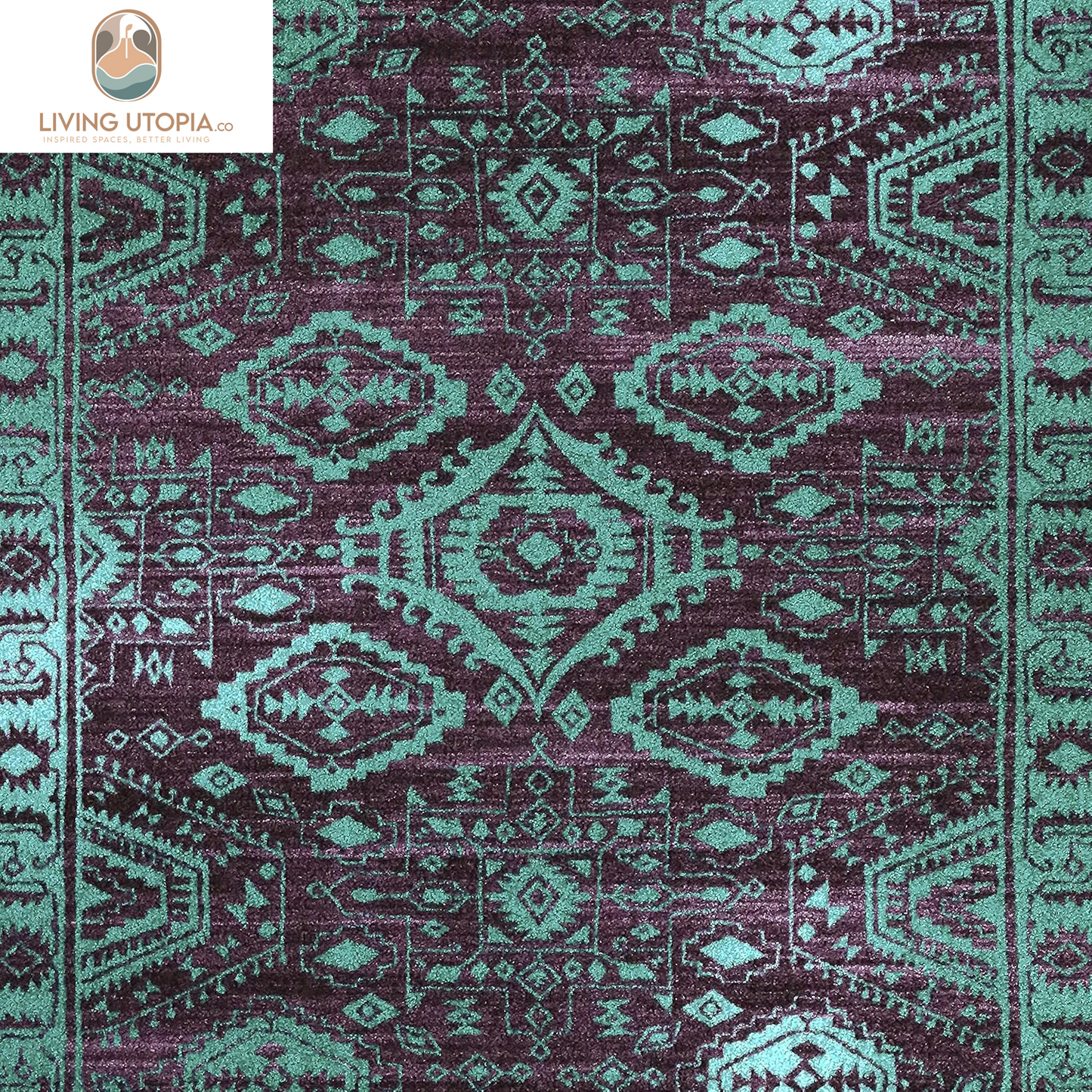 Georgina Traditional Area Rugs – Made in USA – Low Profile, Non Slip, Pet–Friendly Mat for Bedroom, Office, Living & Dining Room, 5' X 7', Wineberry/Teal