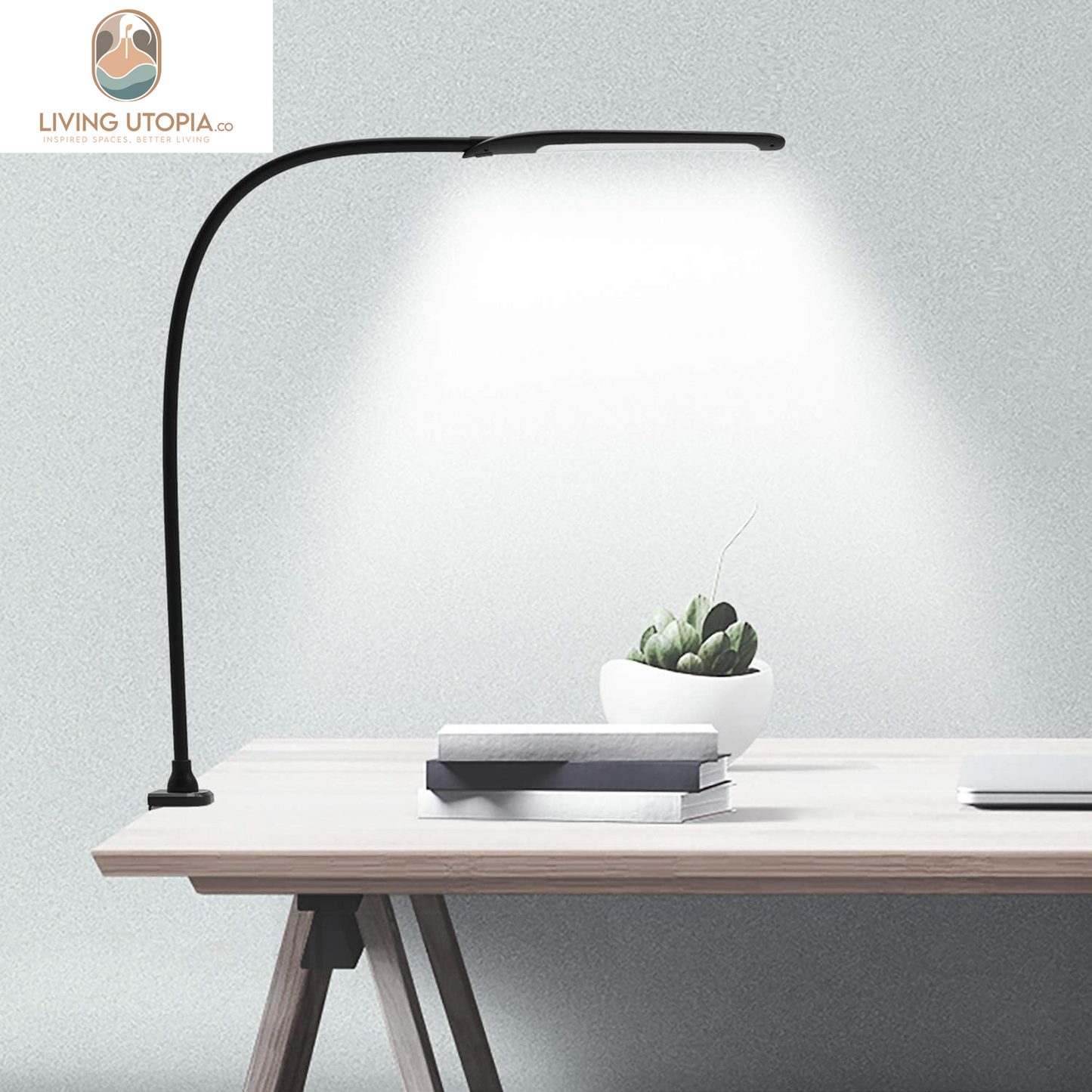 Desk Lamp with Clamp, Swing Arm Lamp, Flexible Gooseneck Architect Table Lamp - Stepless Dimming, 3 Color Modes, Touch Control, 9W, 1050LUX Eye-Care for Study/Reading/Office/Work (Black)